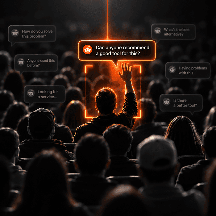 BuyerEngine AI concept showing a high-intent Reddit user asking for a product recommendation