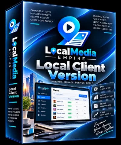 Local Media Empire Client Version product box for managing local publication clients